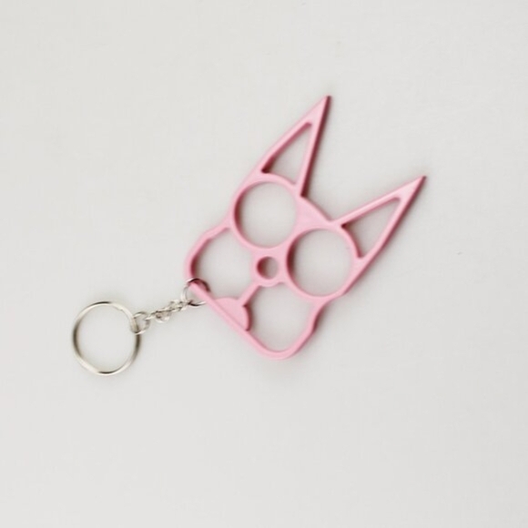 Pink Cat Ear Metal Self-Defense Keychain - Picture 2 of 2